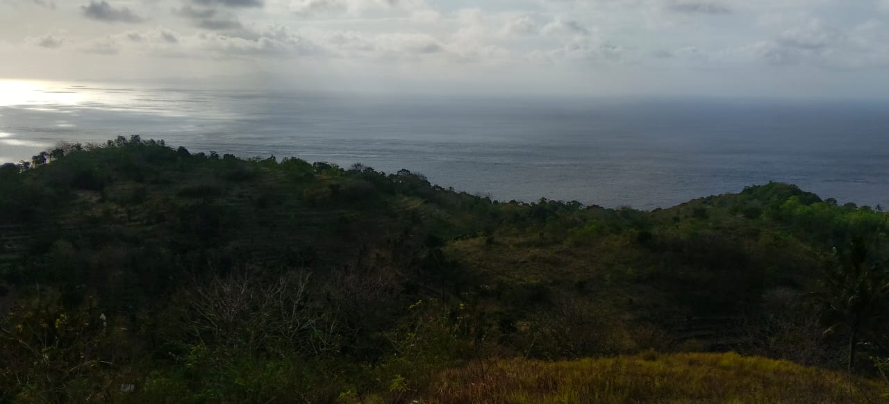 Ocean view from hillside land for sale in Nusa Penida Bali